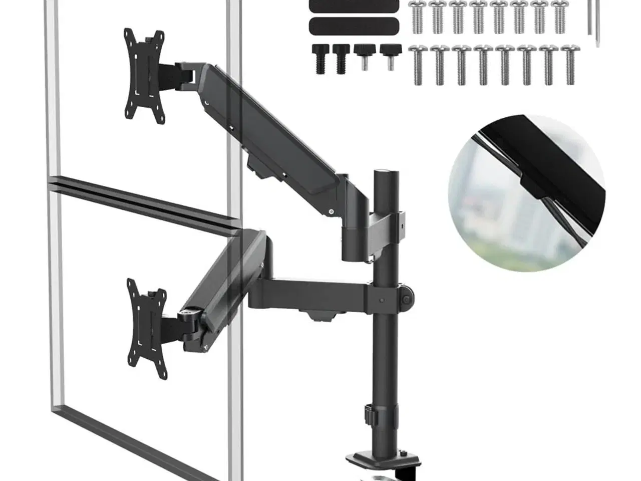 Billede 1 - Maclean MC-136 dobbelt skærmholder med gasfjeder 17–32" – sort