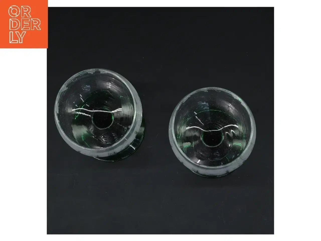 Billede 3 - Glas med grøn fod (str. Ø 6,5 cm længde 11,5 cm)