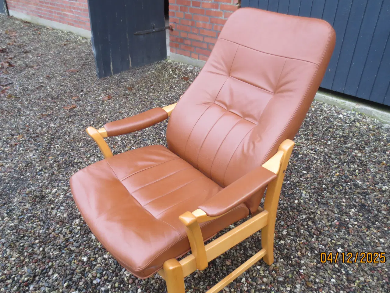 Billede 5 - 1 stk Farstrup Otium Lænestol med Cognac Farvet Læ