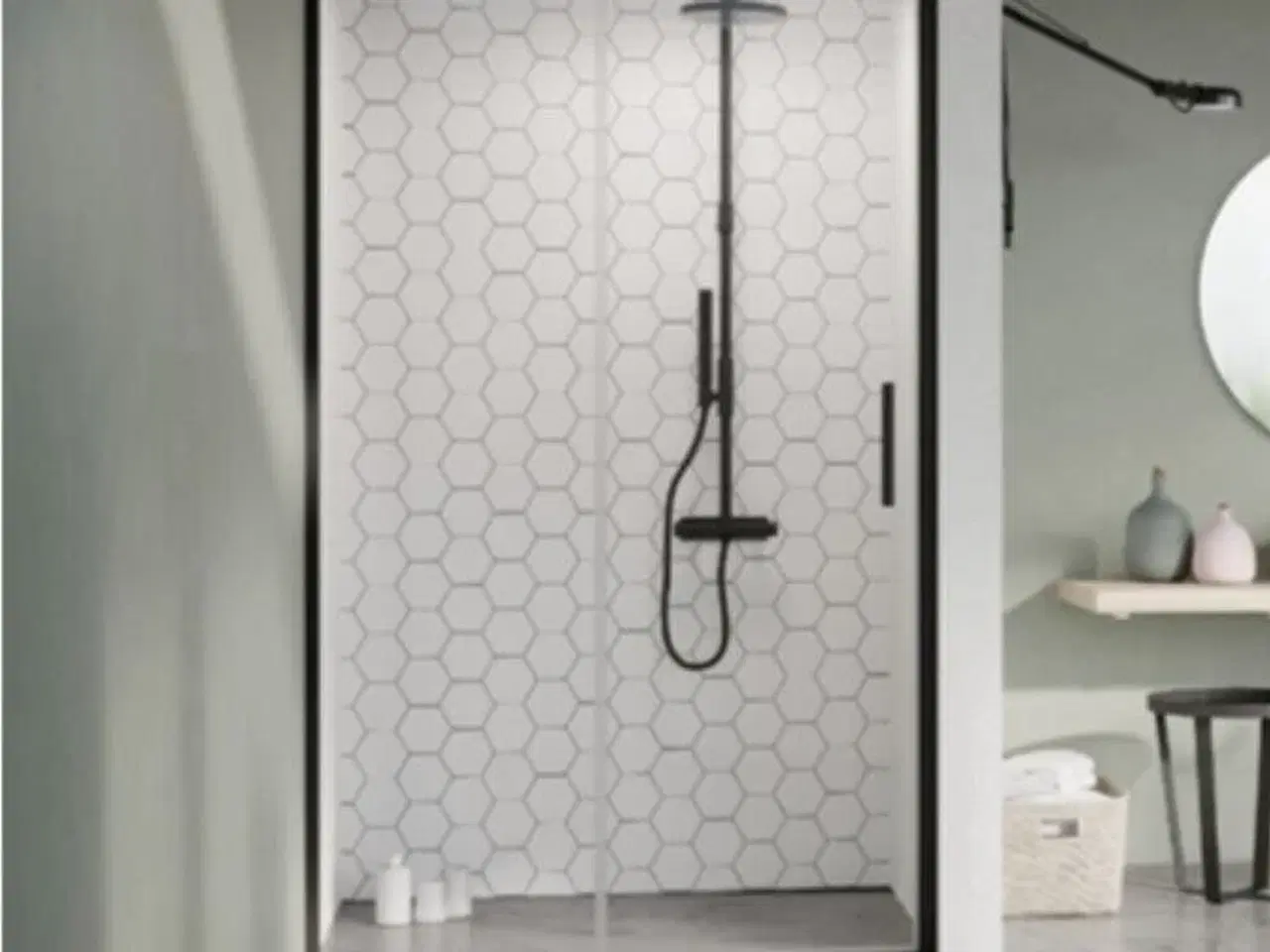 Billede 1 - Strømberg Slide 22 Skydedør, Grat Glas, Sort profile, 105cm x 200cm