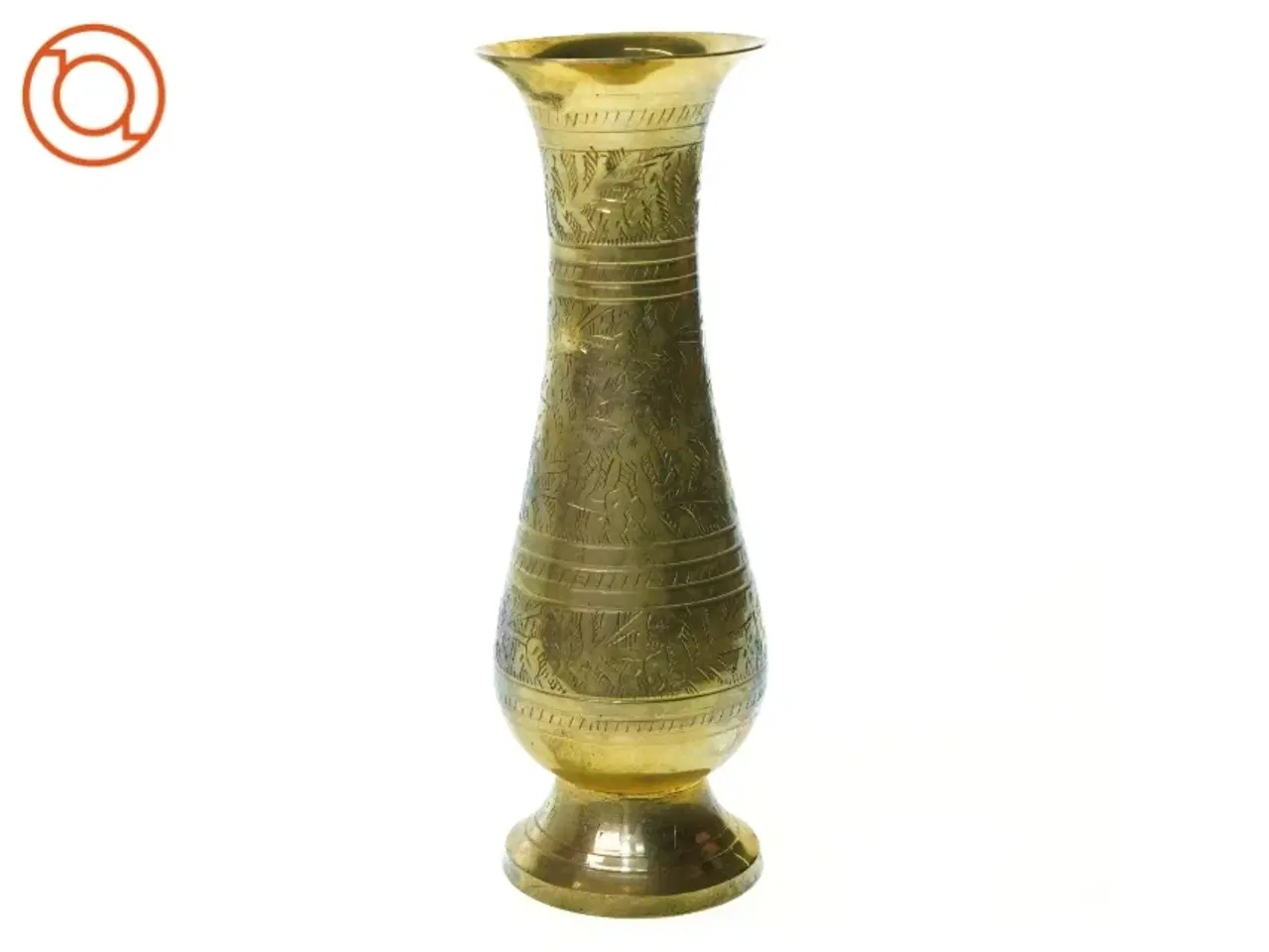 Billede 1 - Ciseleret Vase i Messing (str. 20 x 6 cm)