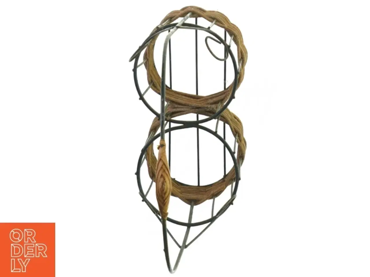 Billede 3 - Flaskeholder Kurv i Flet og metal med håndtag , Gaveindpakning (str. 39 x 21 x 10 cm)
