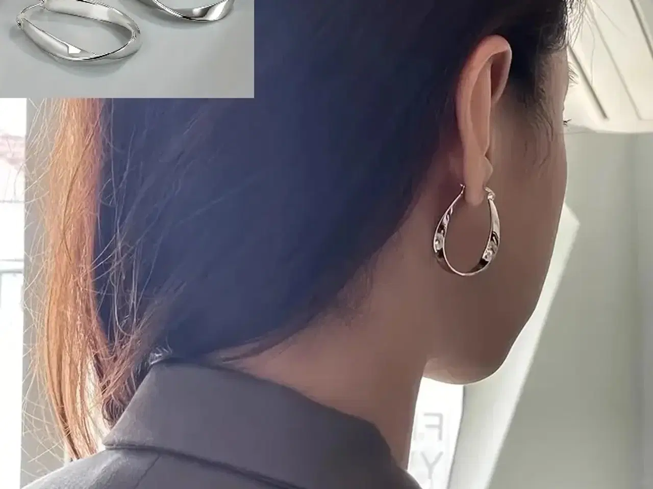 Billede 1 - * Flotte Mobius-øreringe - i Tibetansk Sølv