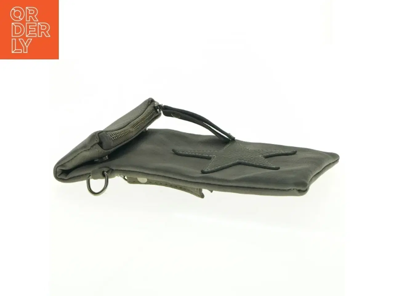 Billede 4 - Grå læder kobling med stjerne dekoration (str. 21 x 14 cm godt)