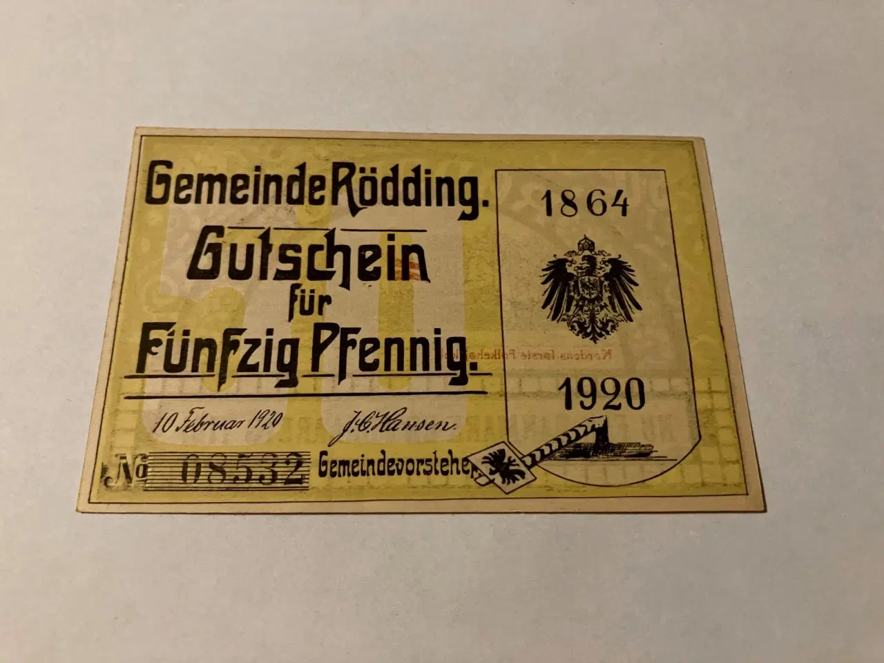 Billede 1 - 50 Pfennig Rødding 1920