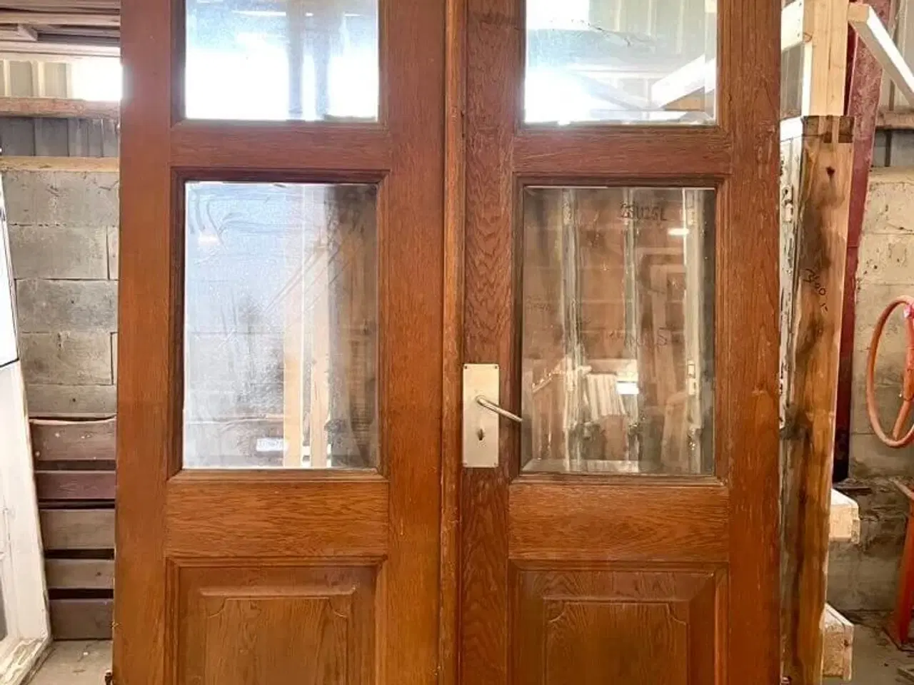 Billede 1 - Stor, dobbelt glasdør m. facetslebne glas