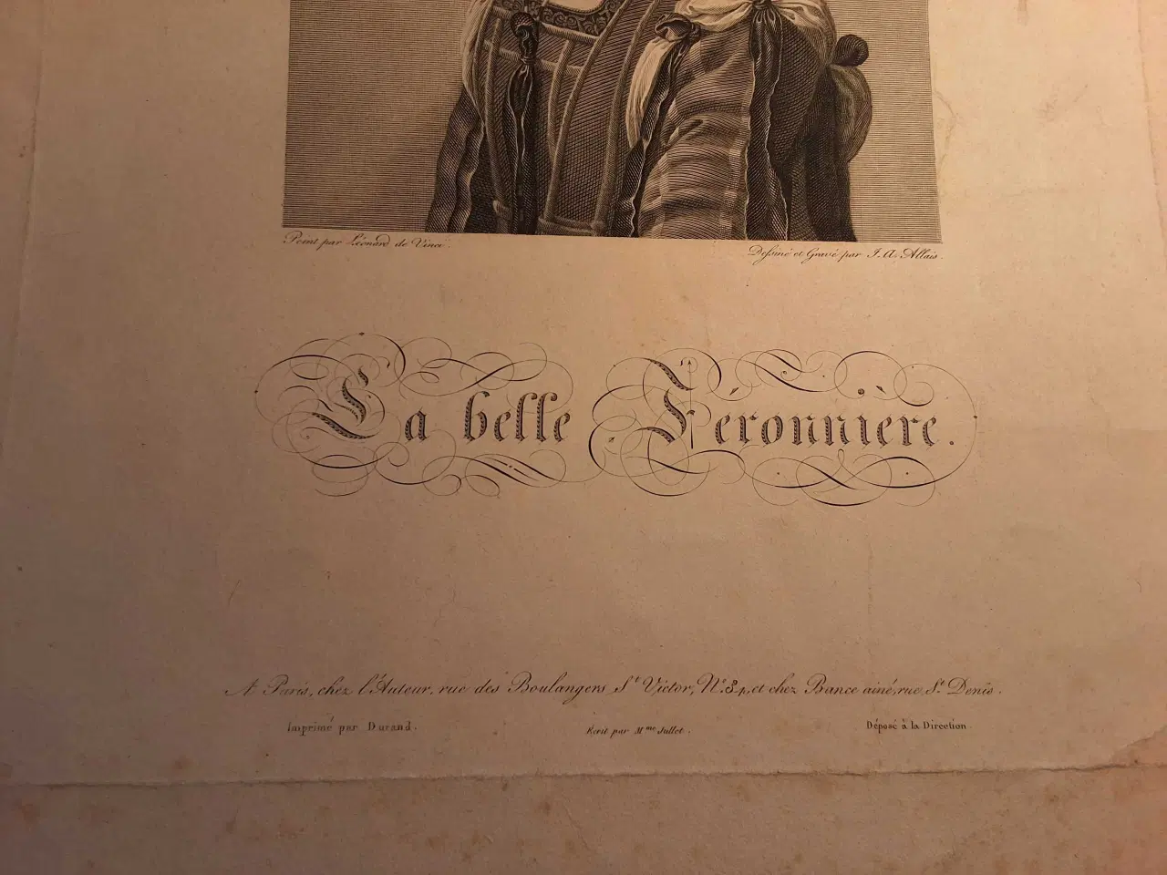 Billede 3 - Gravering. Portræt af en kvinde, La belle Fèronniè