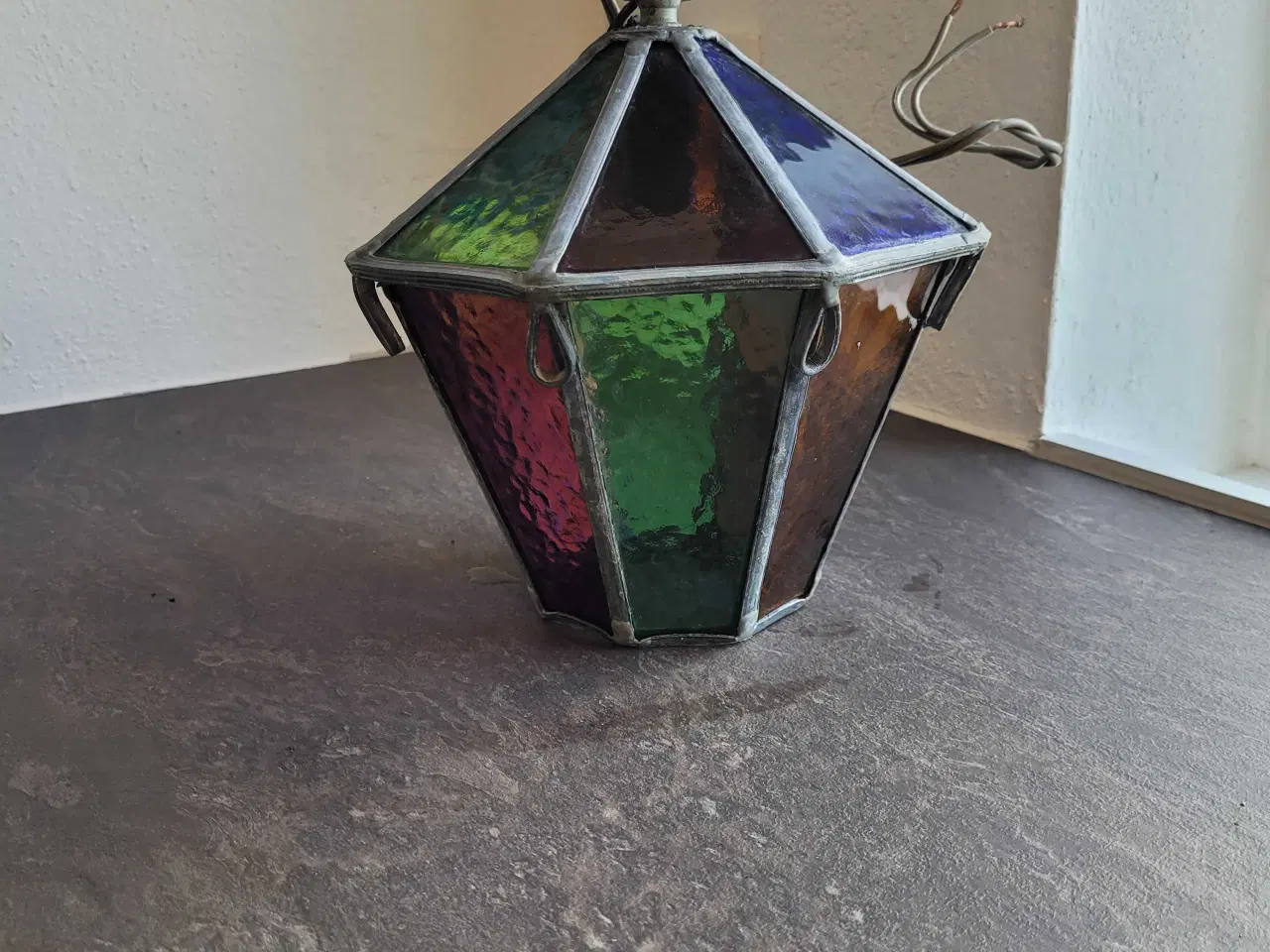 Billede 1 - Lampe med blyindfattet glas
