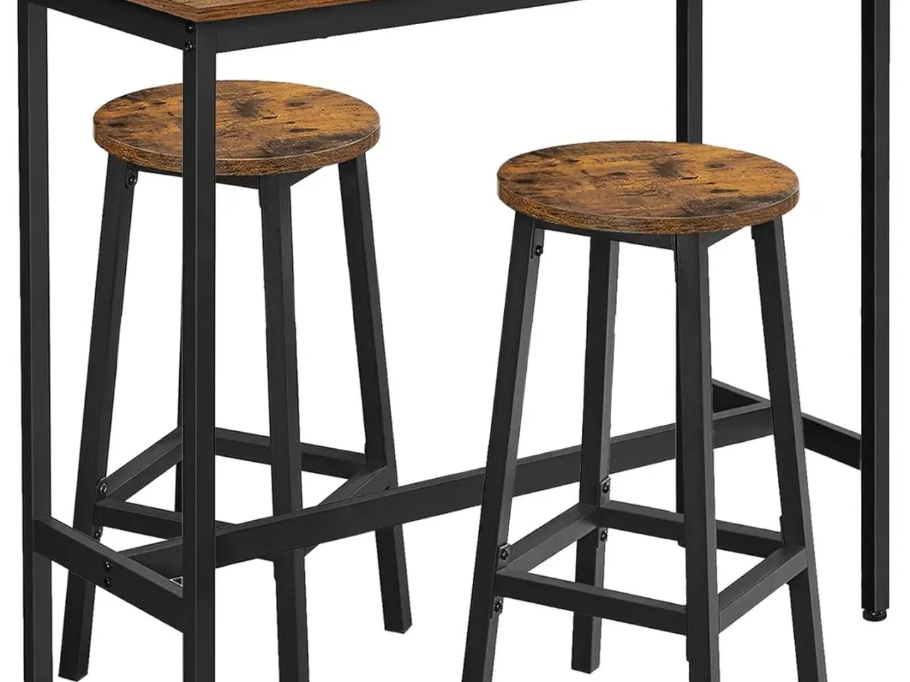 Billede 1 - Barbord sæt industrielt højbord med 2 barstole, vintage brun/sort