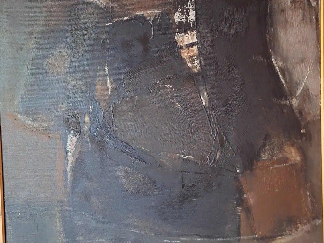 Billede 1 - Abstrakt oliemaleri i mørke farver