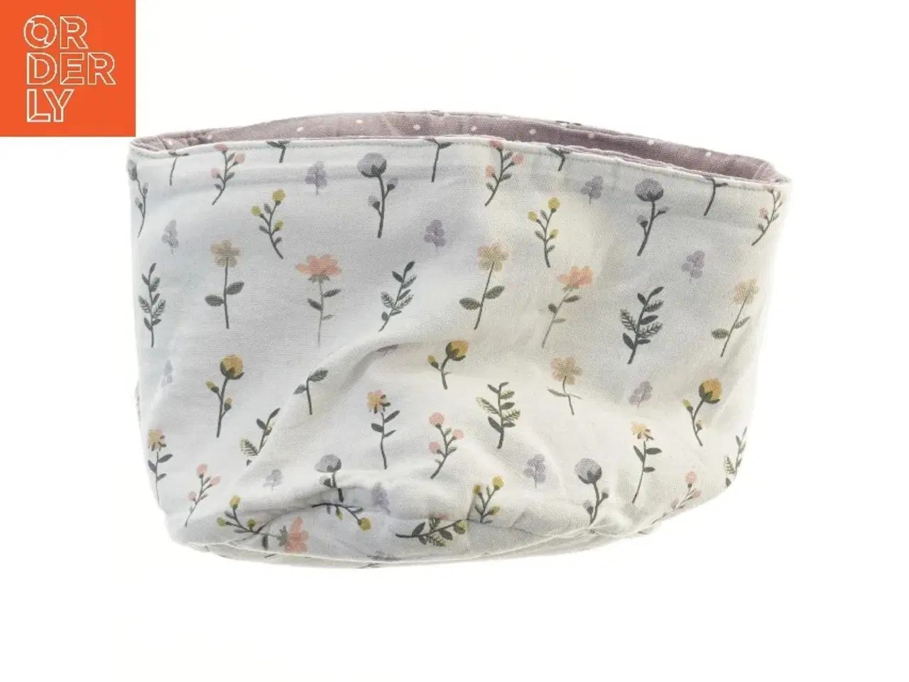 Billede 1 - Opbevaringskurv med blomstermønster fra Oeko-tex (str. Ø 22 cm)