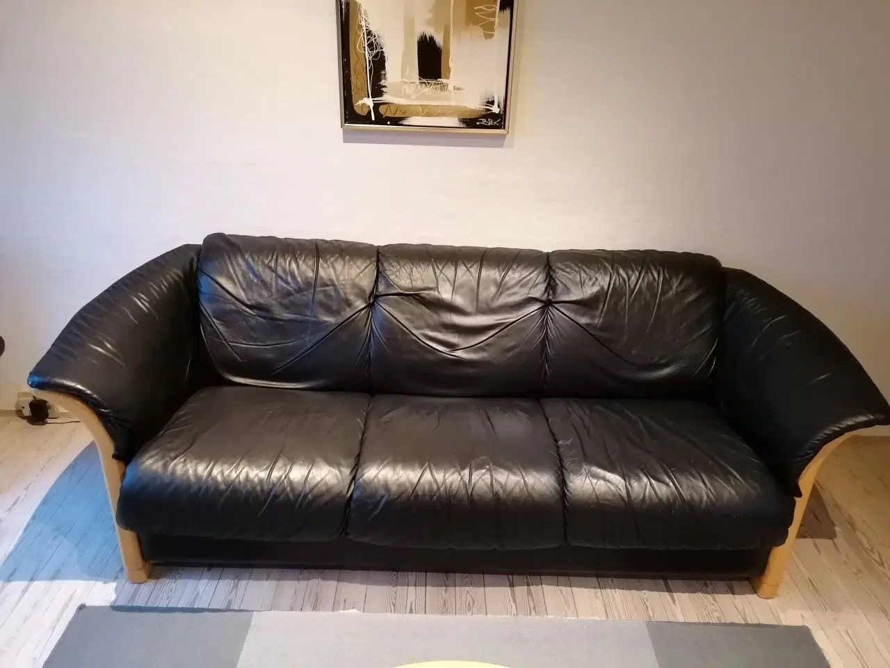 Billede 1 - 3 persons læder sofa