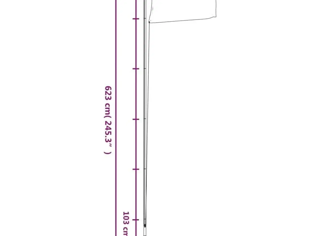 Billede 5 - Sektionsinddelt flagstang 6,23 m aluminium sølvfarvet