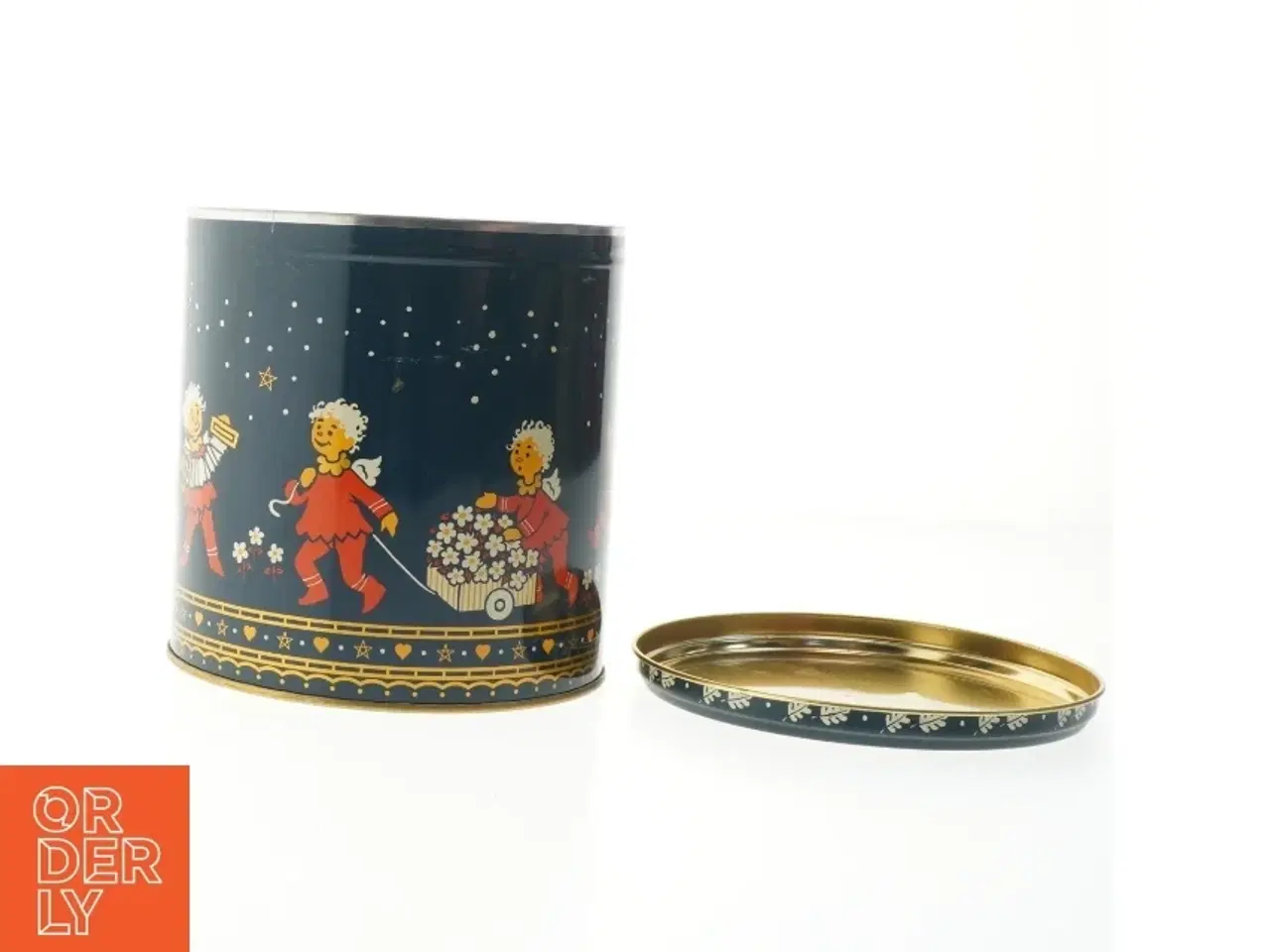 Billede 2 - Dekorativ opbevaringsdåse (str. Ø. 16 cm. længde. 16,5 cm)