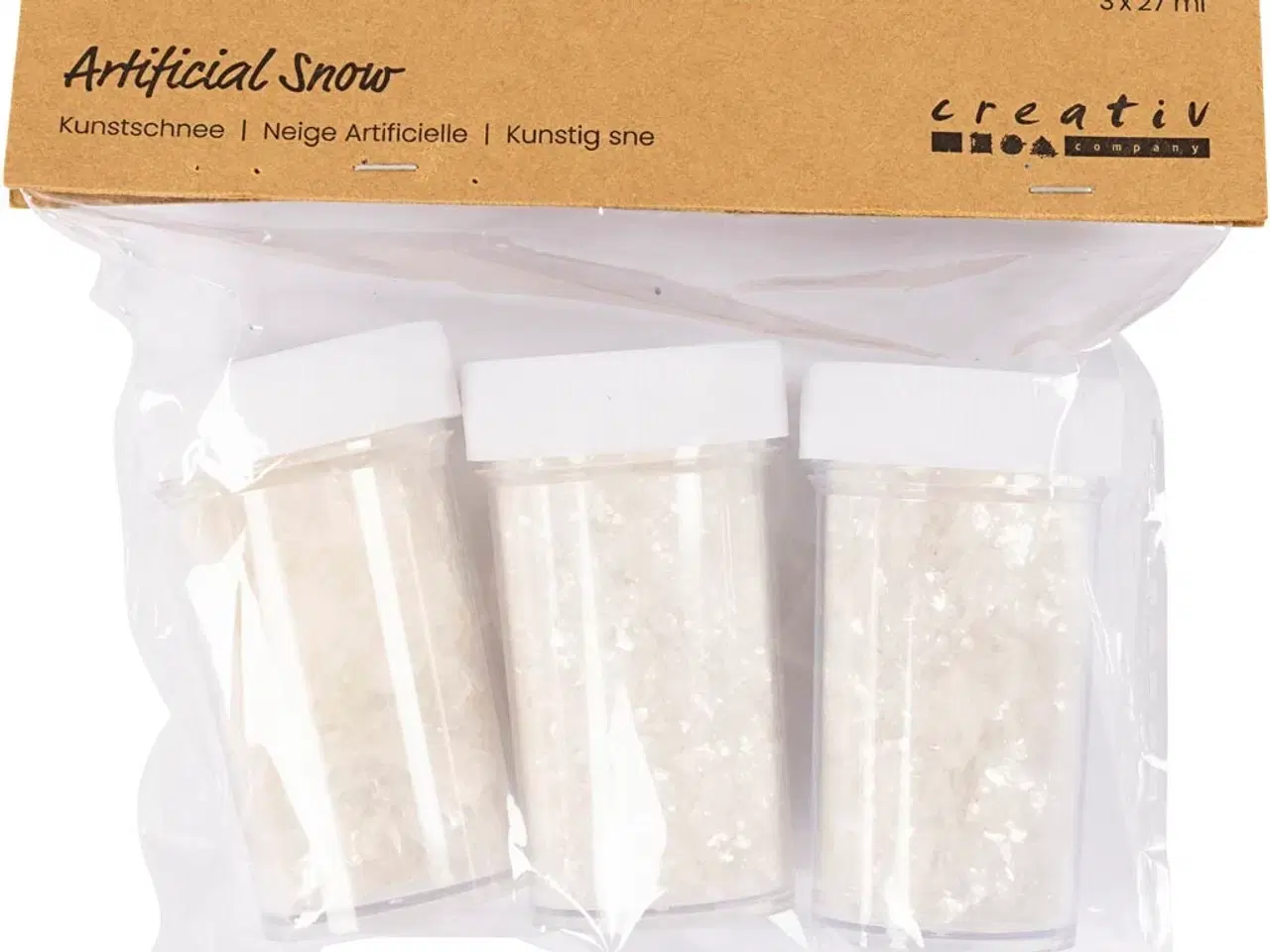 Billede 1 - Kunstig sne, hvid glitter, 3x27ml/ 1 pk.