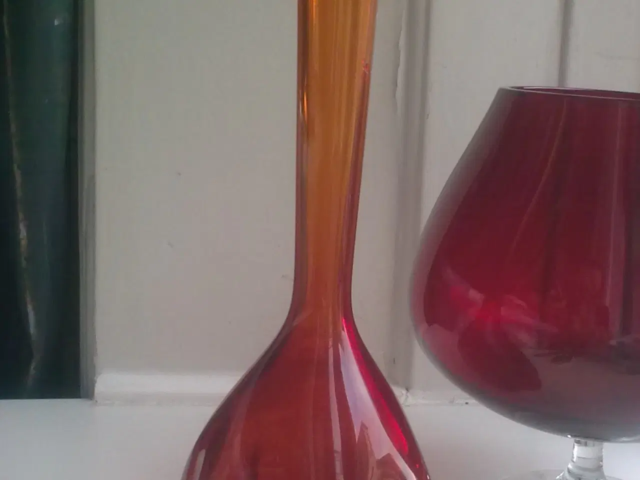 Billede 8 - Rubin rød bowle RETRO glas vase opsats = SVERIGE