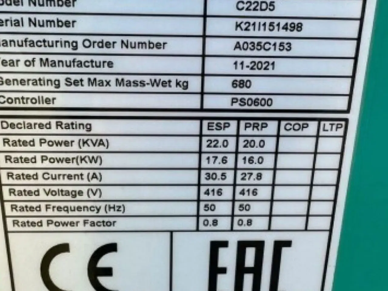 Billede 5 - Cummins 20KVA/16KW  16KW-20KVA