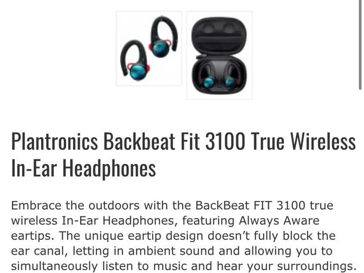 Billede 1 - plantronics backbeat fit 3100 