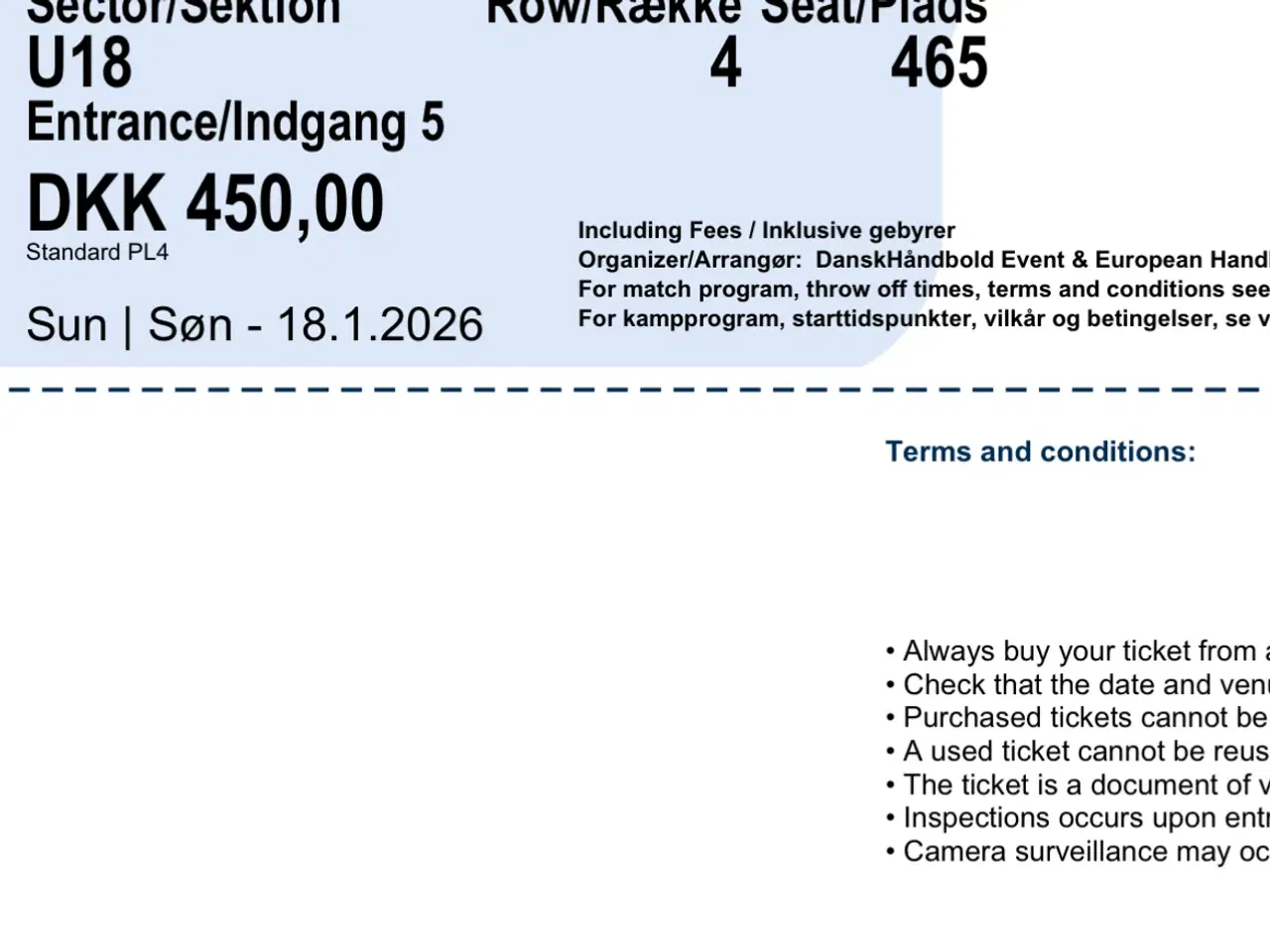 Billede 1 - 5 dagsbilletter til EHF EM 2026 (18. januar)