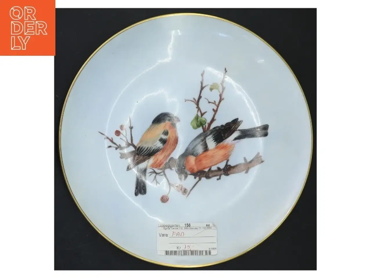 Billede 1 - Dekorativt porcelænsfad med fuglemotiv fra b&g (str. Ø 24 cm)