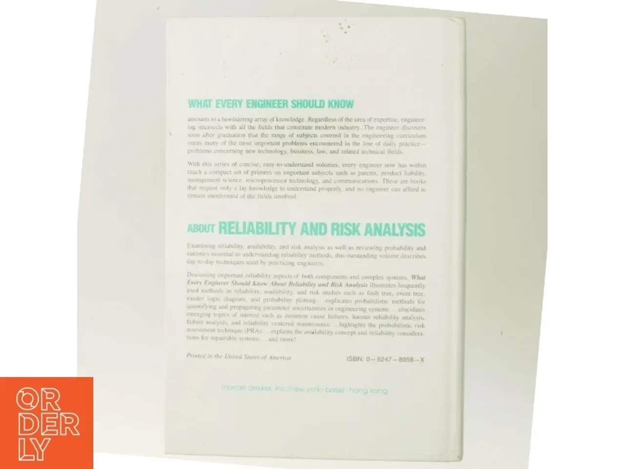 Billede 3 - What Every Engineer Should Know About Reliability and Risk Analysis af M. Modarres (Bog)