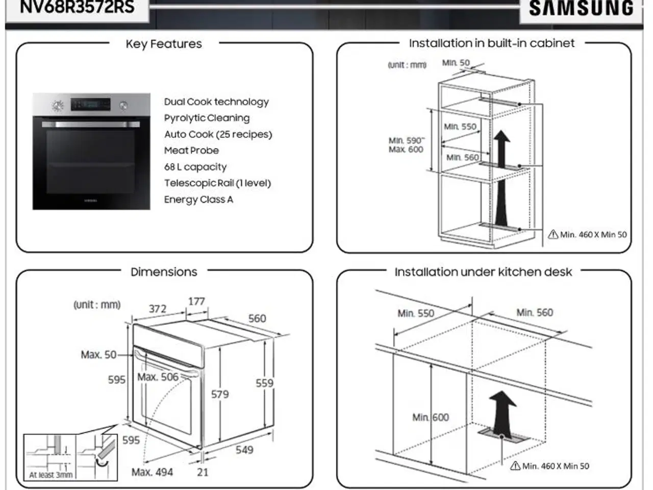 Billede 3 - Samsung Dual Cook indbygget ovn
