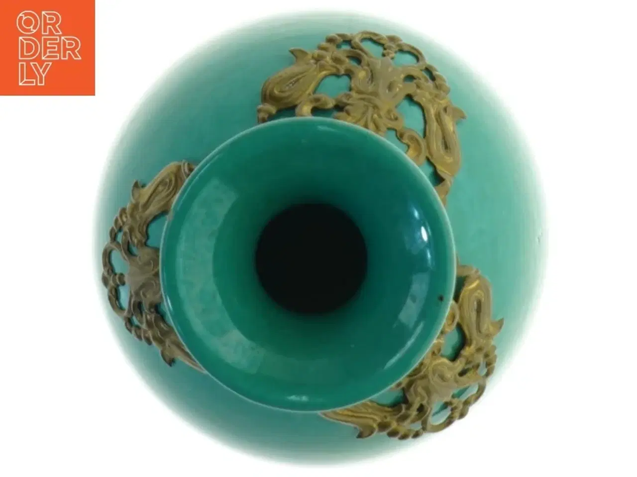 Billede 2 - Dekorativ vase med metaludsmykning fra Kehlet (str. 13 cm ø. 9 cm)