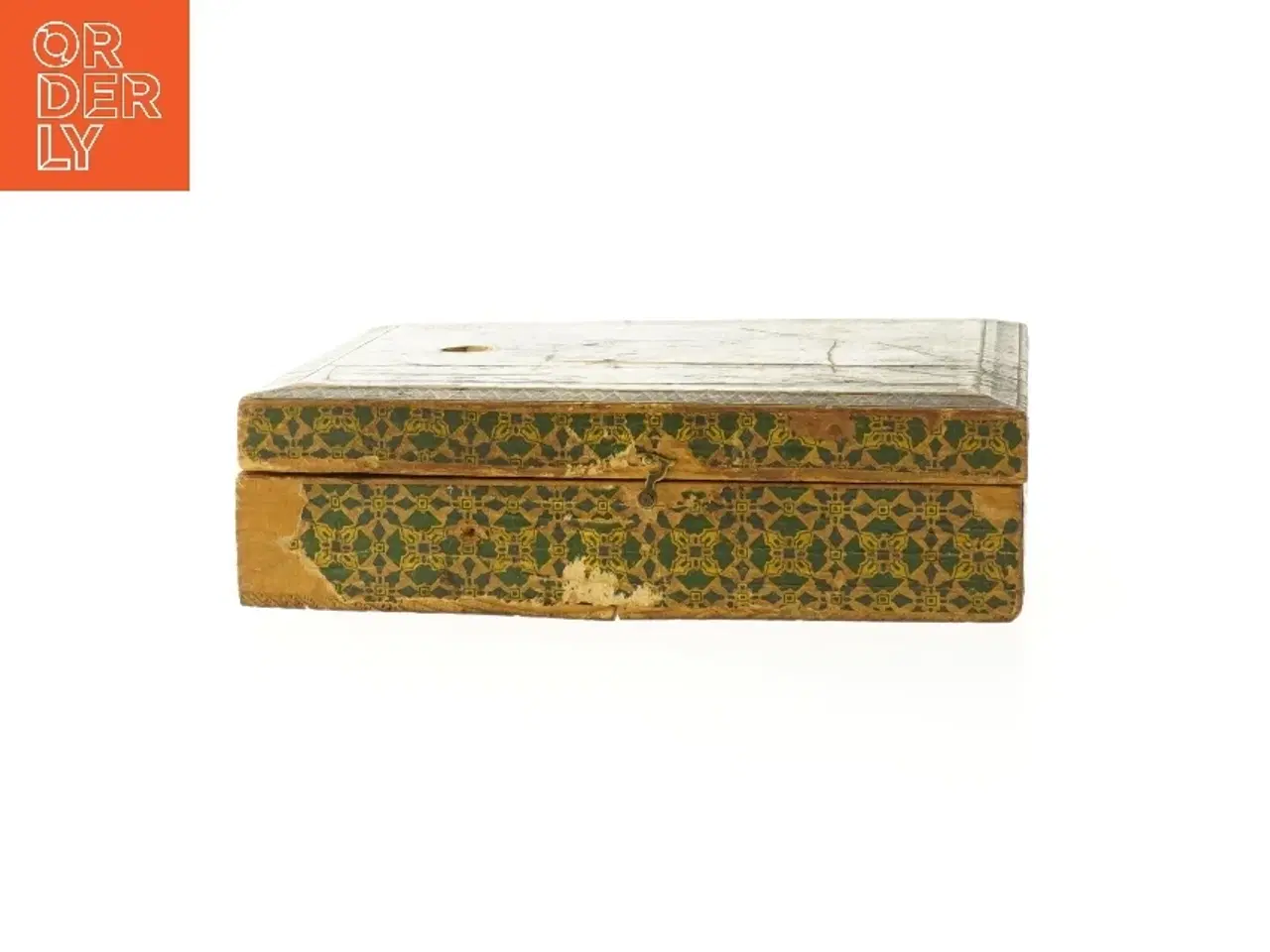 Billede 2 - Antikt træpuslespil med illustrerede klodser (str. 5x19x15 cm)