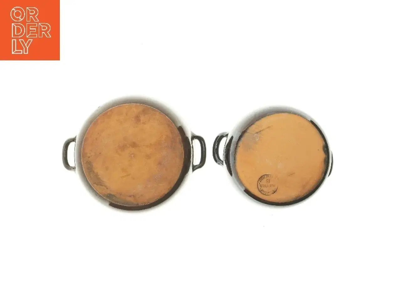 Billede 5 - Brune keramikgryder med hank (str. 2 stk Ø 15,5 & 21 cm)