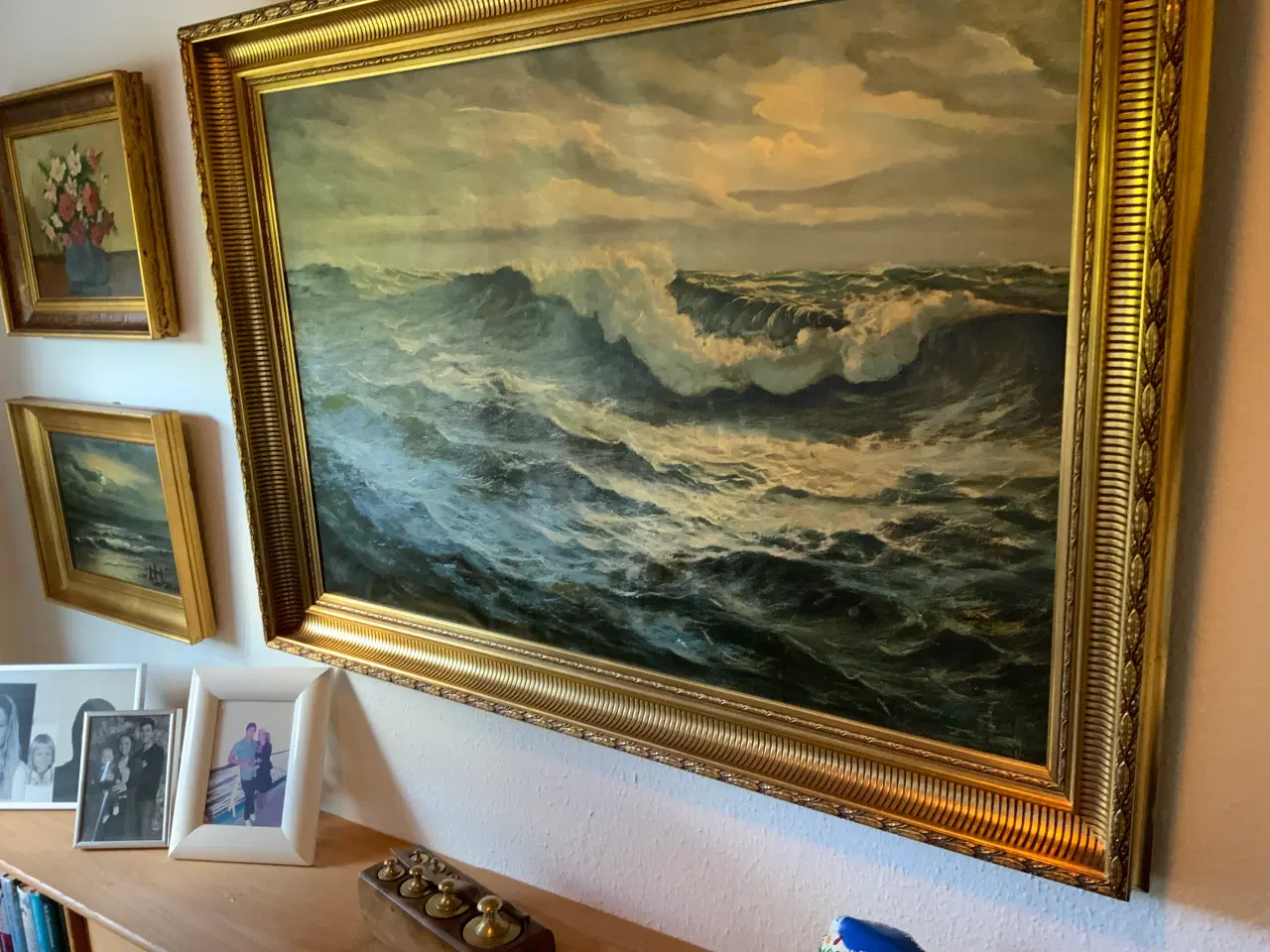 Billede 2 - Oliemaleri i guldramme Havbillede 100x80 Horns rev