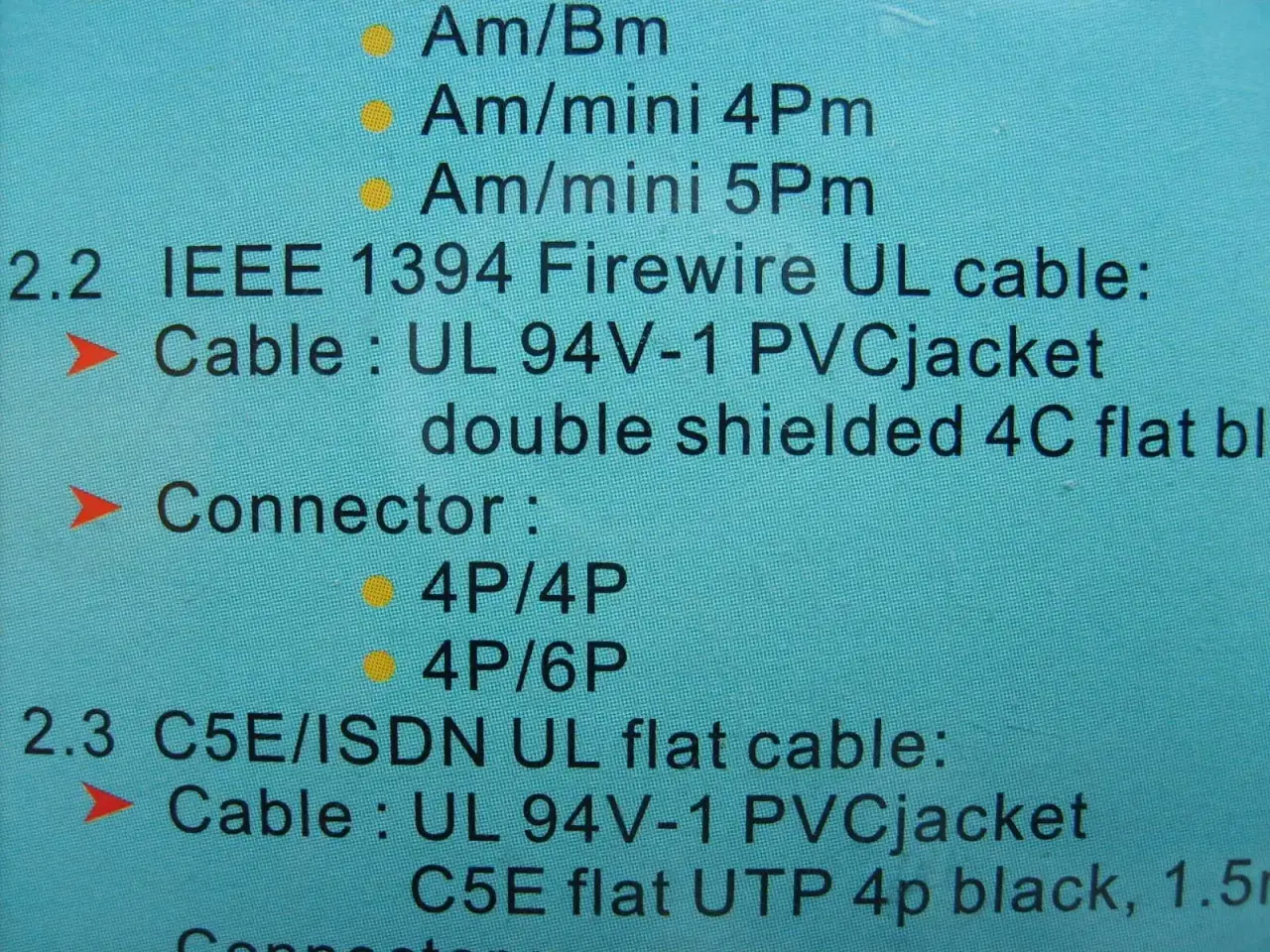 Billede 7 - IEEE1394 kabel med Type 2 Connector 4-P