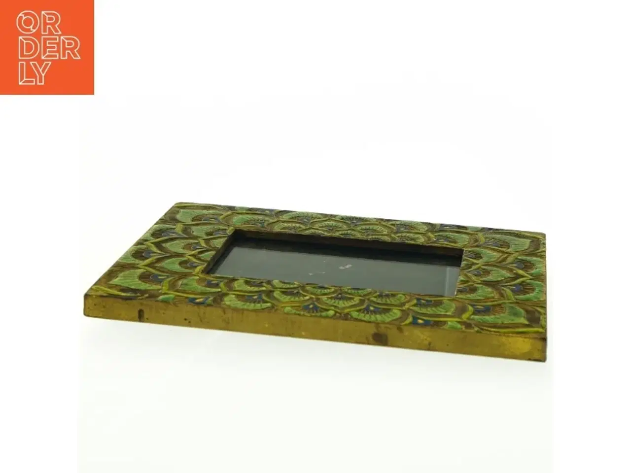 Billede 1 - Påfugle Billedramme dekoreret med Påfuglefjer i relief og guld (str. Billedstørrelse 15 x 10 cm)