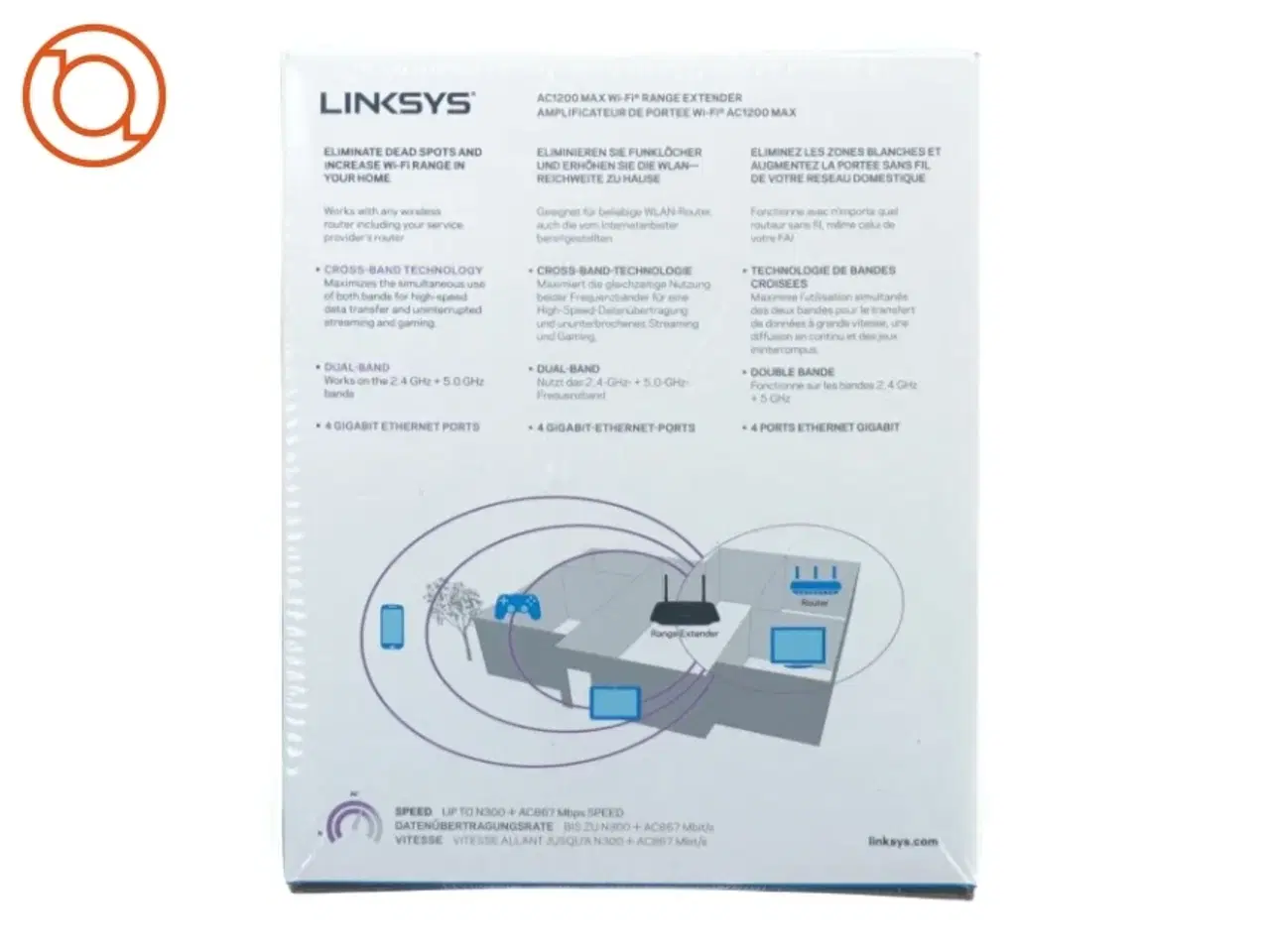 Billede 2 - AC1200max wifi range extender fra Link Sys (str. Two x 17 cm)