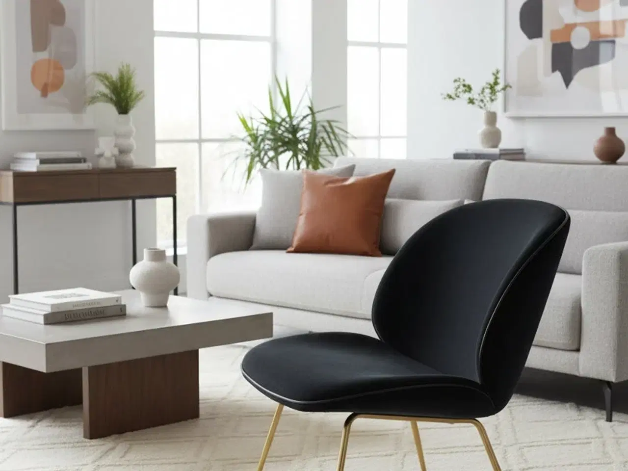 Billede 2 - GUBI Beetle Loungestol – Sort/Messing