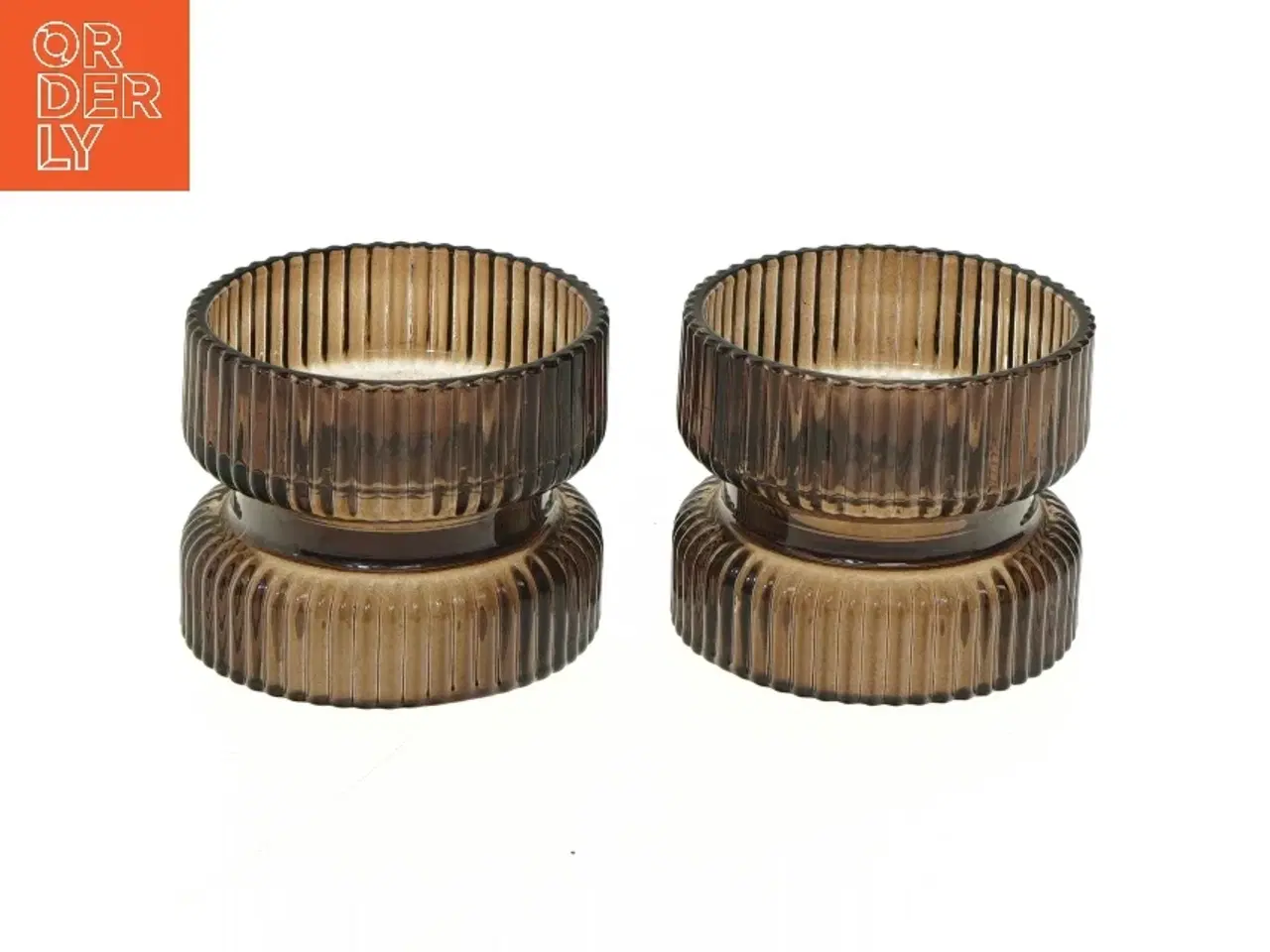 Billede 1 - Rillede glaslysestager (str. Ø 9 cm)