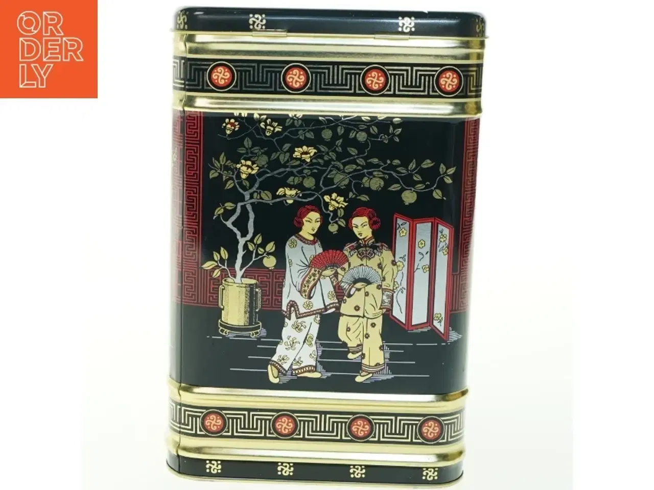 Billede 3 - Asiatisk inspireret metaldåse (str. H. 25,5 cm. 16,5 x 16,5 cm)