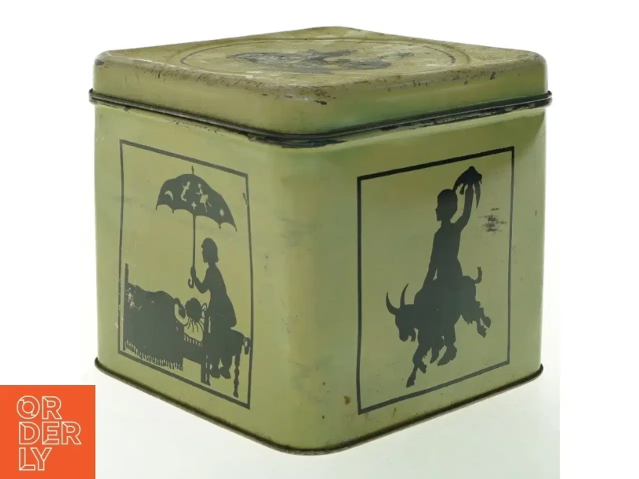 Billede 1 - Vintage H. C. Andersen metal opbevaringskasse (str. 18x18 cm)