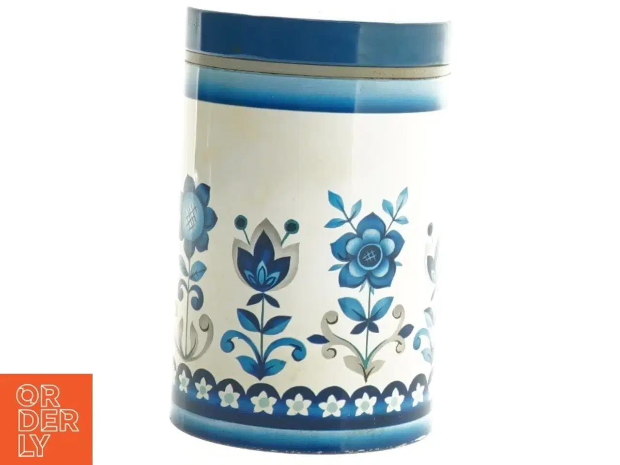 Billede 1 - Retro Emaljeret dåse med blomstermotiv (str. 14 x 9 cm)