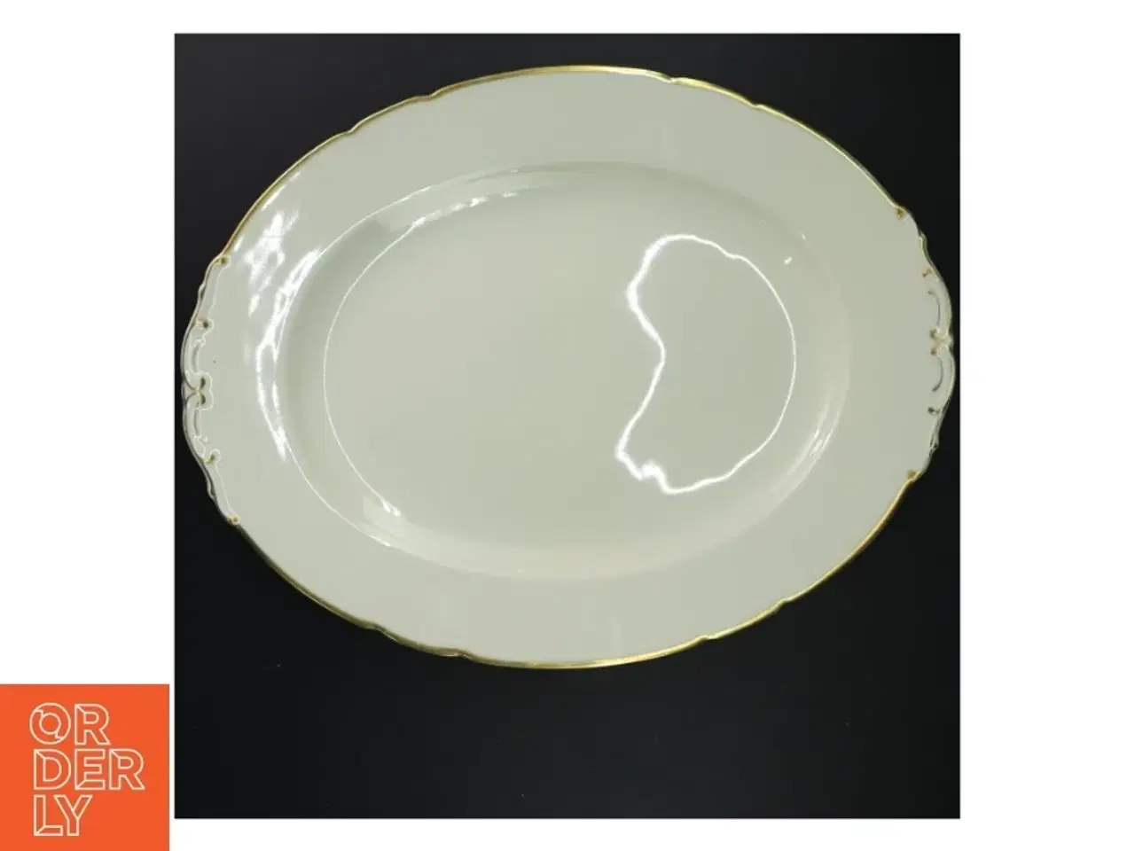 Billede 1 - Porcelænstallerken med guldkant fra KPM (str. 45 cm x. 31 cm)