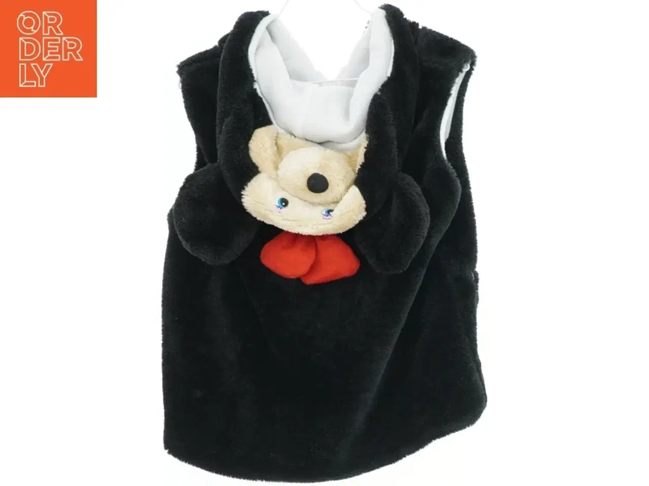 Billede 2 - Sort plysvest med bamsehætte (str. M)