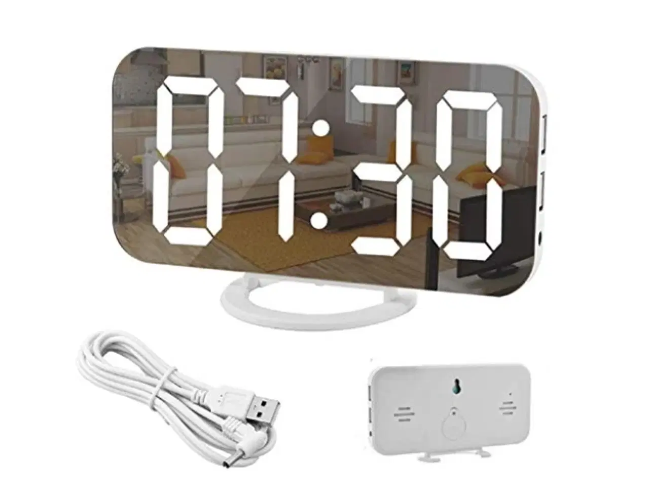 Billede 8 - Digital led alarm ur spejl 2 usb oplader porte