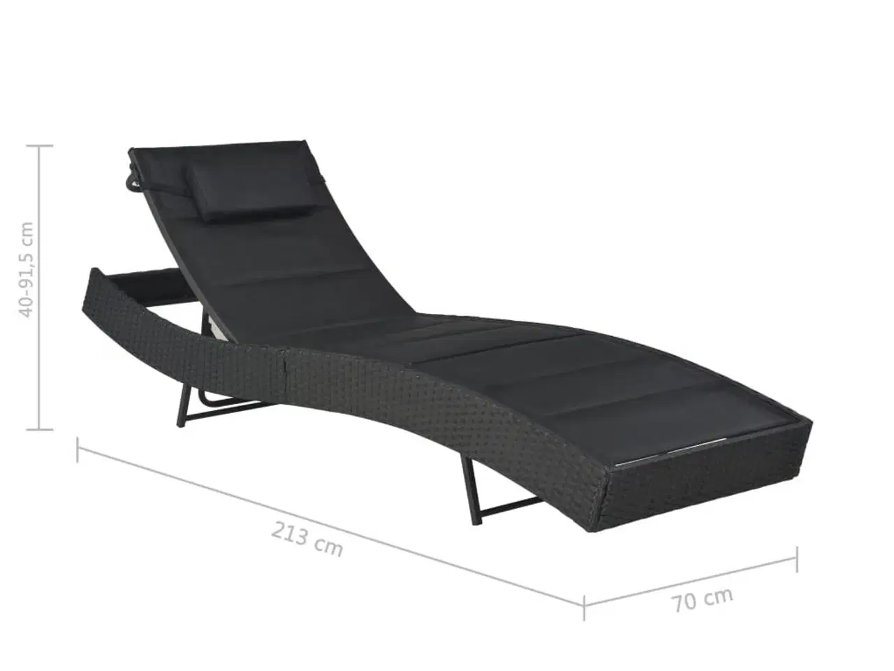 Billede 6 - Liggestol polyrattan og textilene sort
