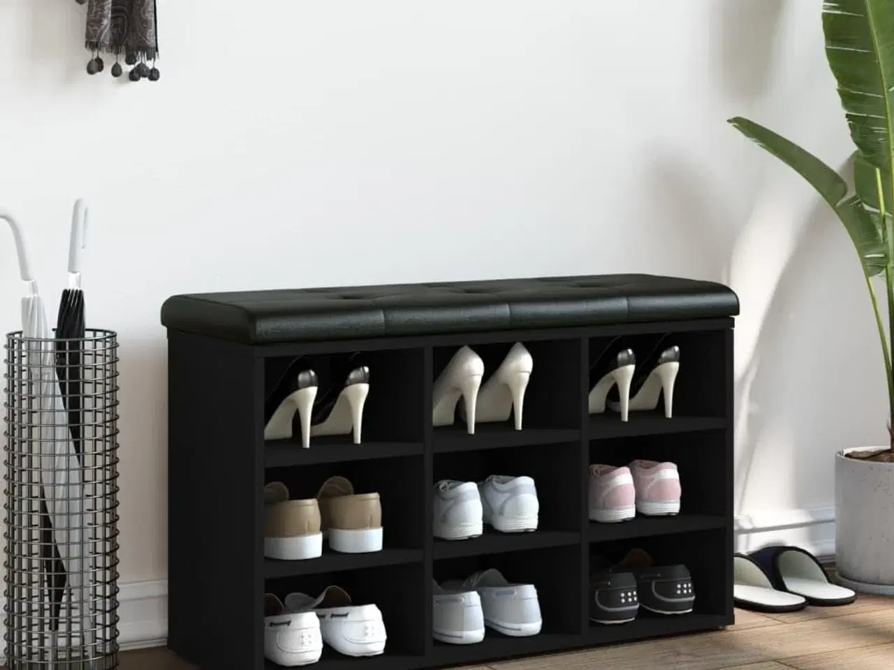 Billede 3 - Skobænk 82x32x50 cm konstrueret træ sort