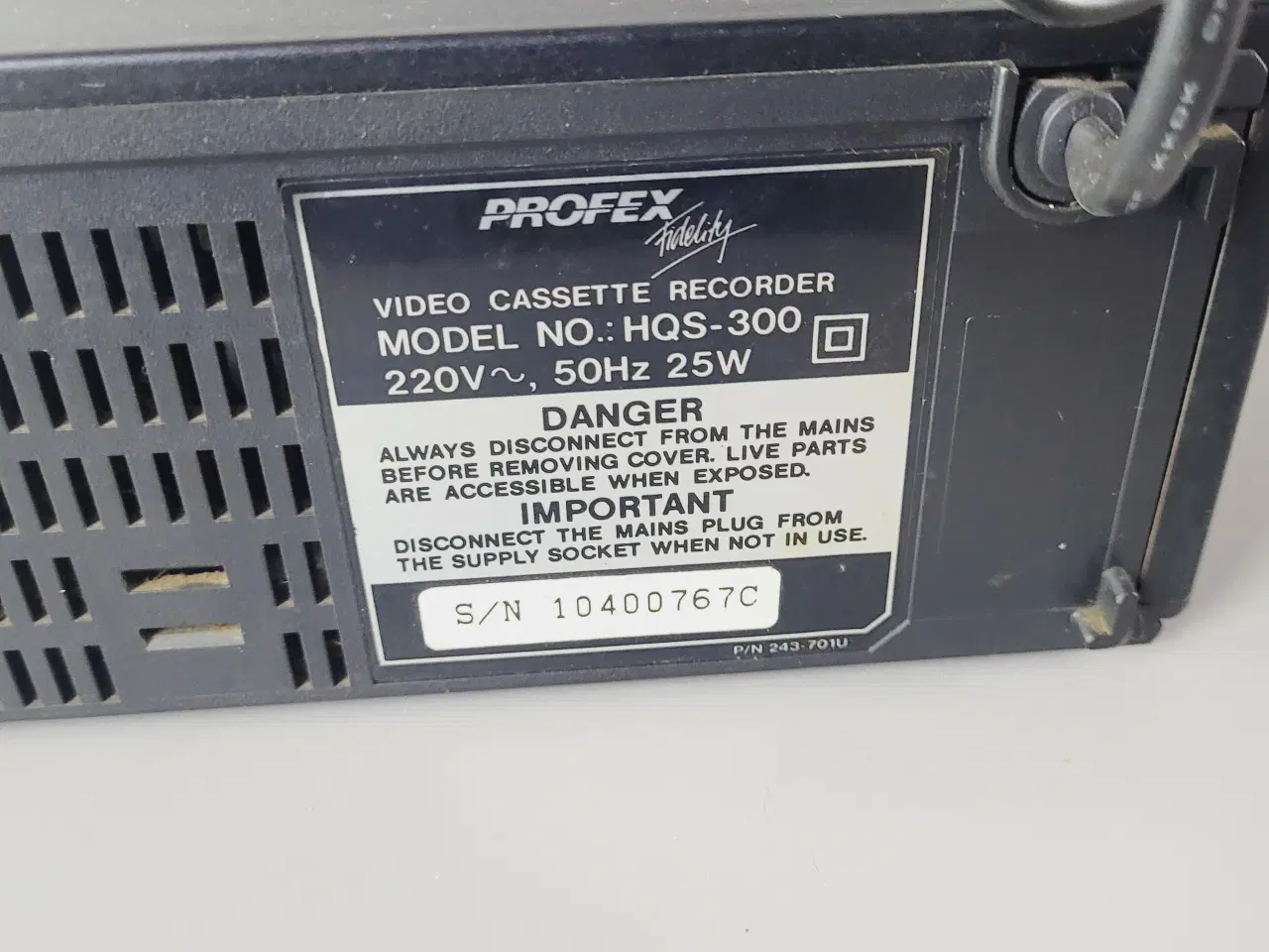 Billede 8 - ⭐️· Defekt VHS-afspiller: Profex Fidelity HQS-300 