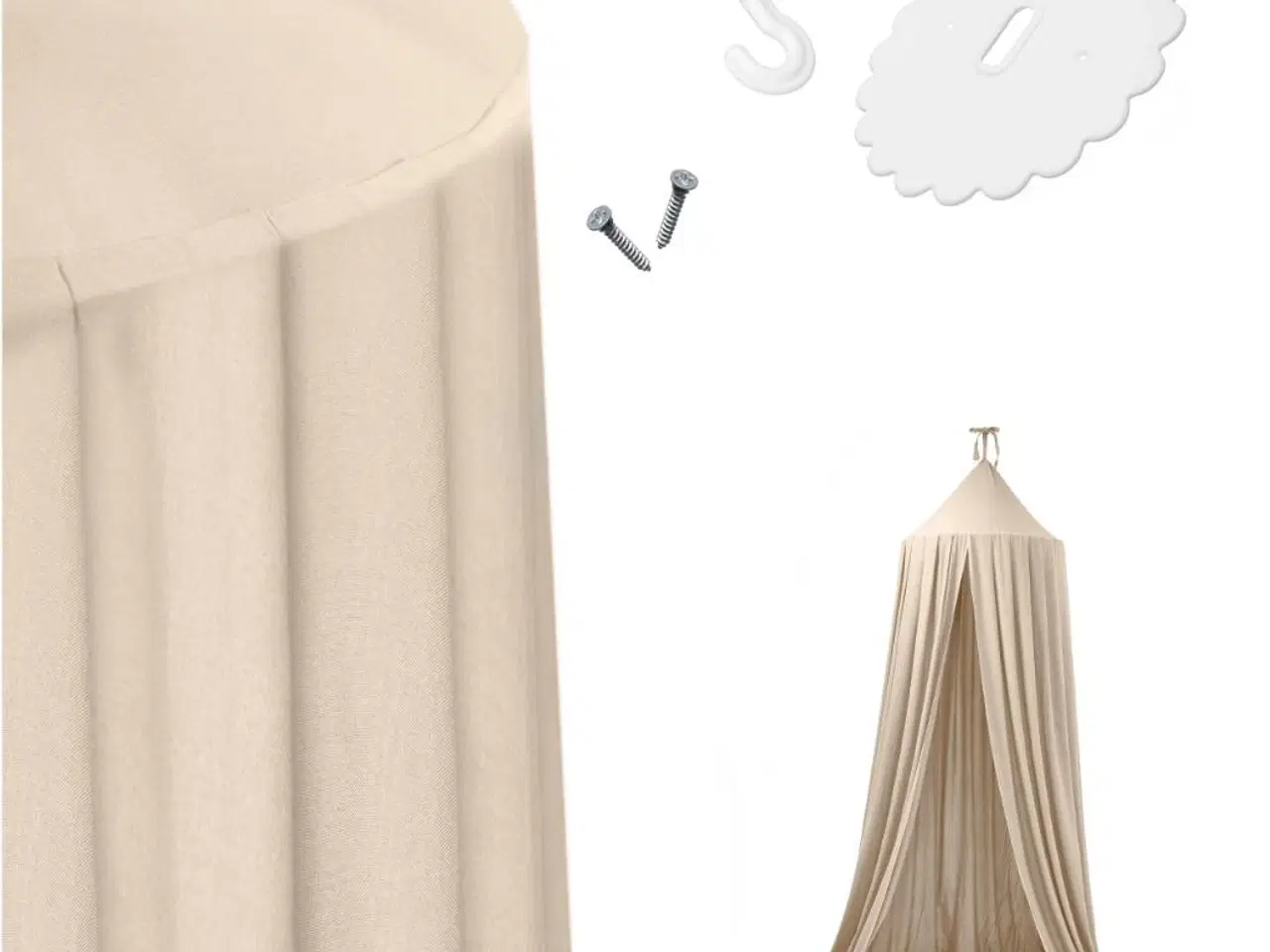 Billede 5 - Sengehimmel / tipi-baldakin hængende – beige, Ø 70 cm, længde 290 cm