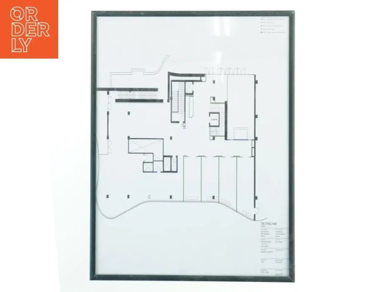 Billede 1 - Indrammet arkitektonisk plantegning (str. 41x31 cm)