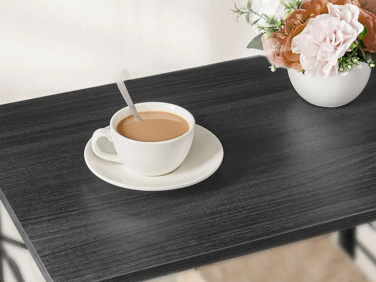 Billede 5 - Køkkenreol på hjul serveringsvogn med 3 hylder, mikrobølgereol, 6 kroge, industrielt look i sort/eboniseret eg (KKS060B42)