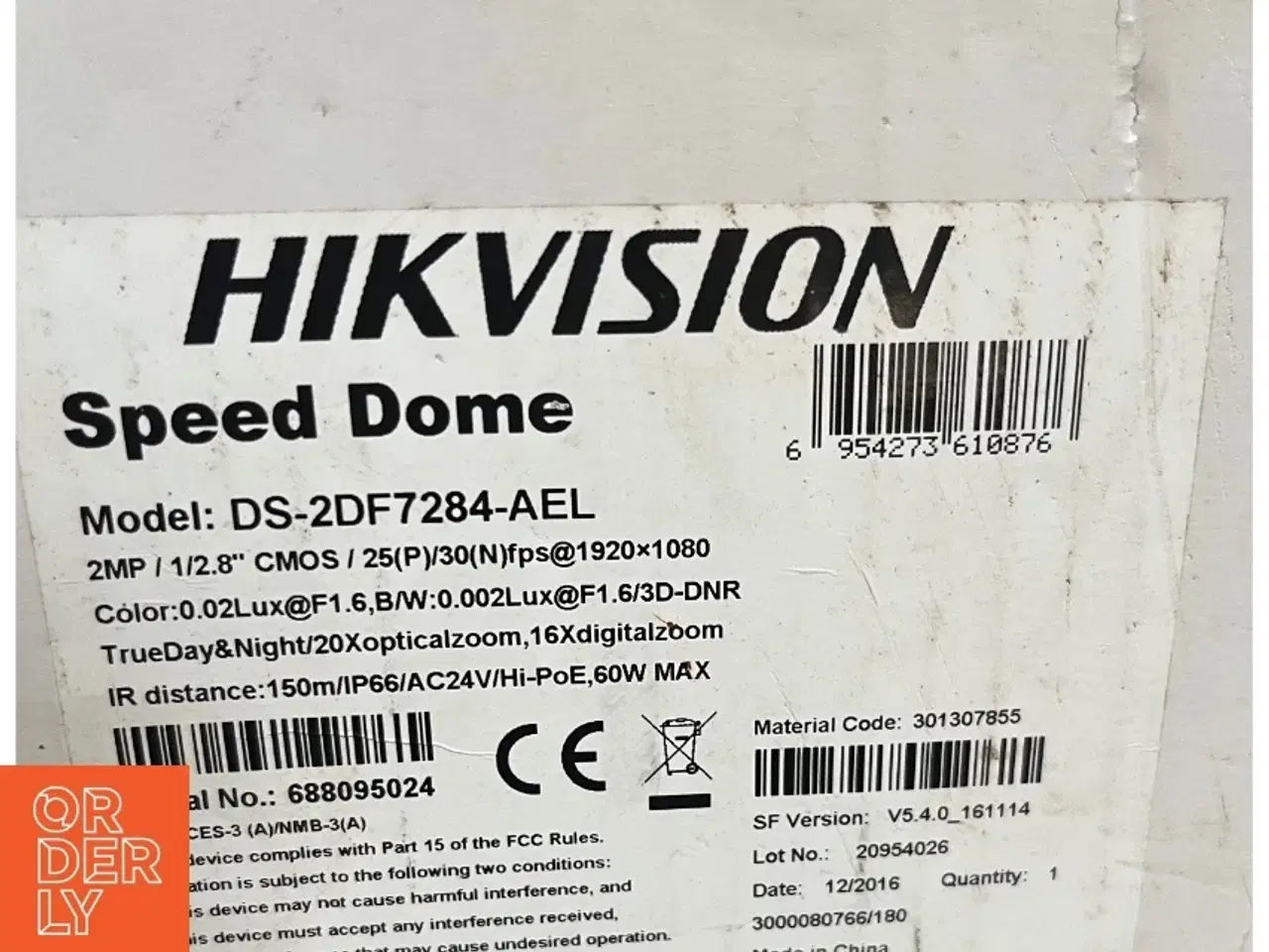 Billede 1 - HIKVISION IR Speed Dome Kamera fra Hikvision (model DS-2DF7284-AEL) (str. 18x399x245 mm)