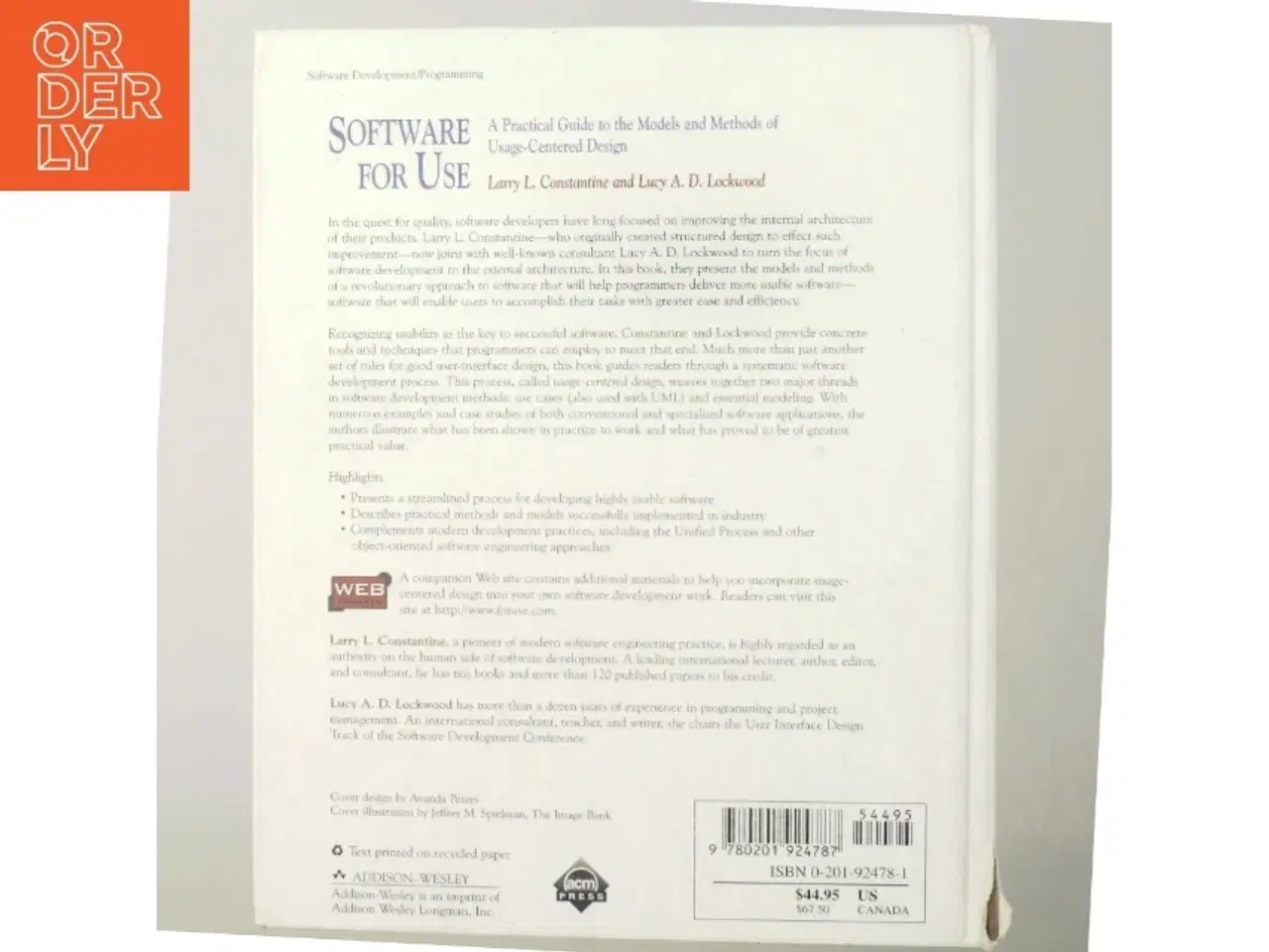Billede 3 - Software for use : a practical guide to the models and methods of usage-centered design (Bog)