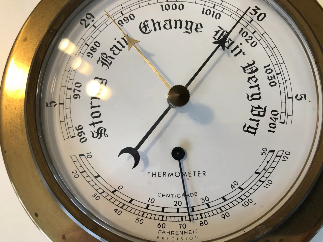 Billede 2 - Barometer og termometer i messing